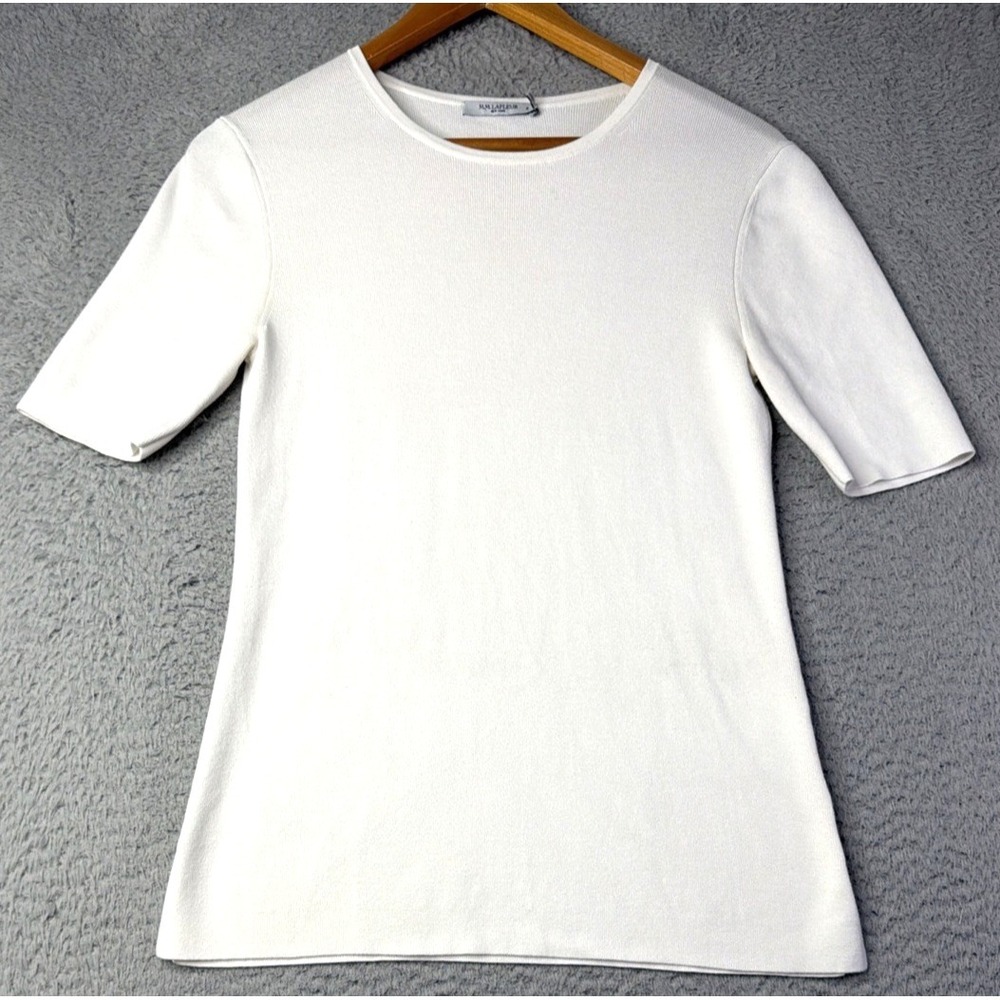MM. LaFleur Top Womens Size Small White Short Sleeve Viscose Blend Knit Top